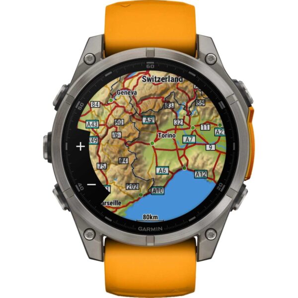 Garmin fenix 8 AMOLED Sapphire GPS Smartwatch - 47mm - Graphit/Spark Orange Titan – Bild 5