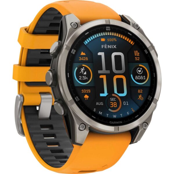 Garmin fenix 8 AMOLED Sapphire GPS Smartwatch - 47mm - Graphit/Spark Orange Titan – Bild 2